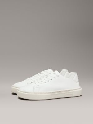 bright white leather trainers for women calvin klein