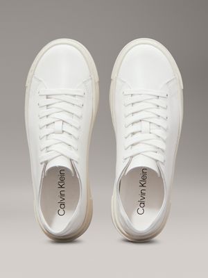 bright white leather trainers for women calvin klein