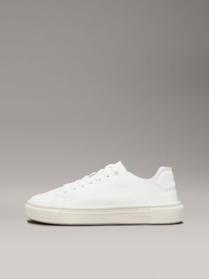 bright white leather trainers for women calvin klein