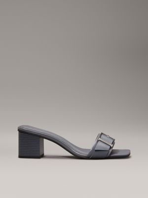 blue leather heeled sandals for women calvin klein