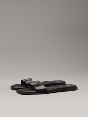 ck black leather sliders for women calvin klein