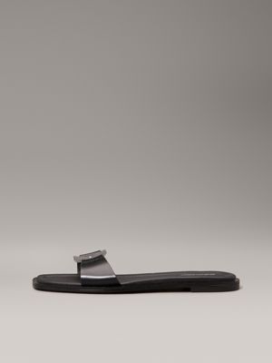 ck black leather sliders for women calvin klein