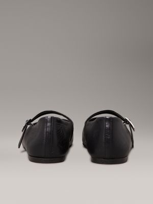 ck black leather mary jane ballerinas for women calvin klein