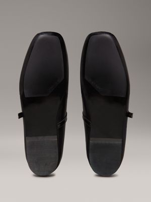 ck black leather mary jane ballerinas for women calvin klein