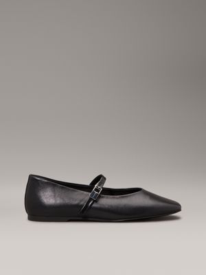 black leather mary jane ballerinas for women calvin klein