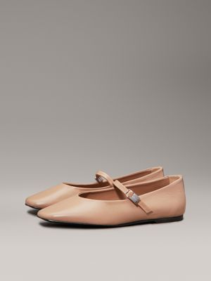 praline leather mary jane ballerinas for women calvin klein