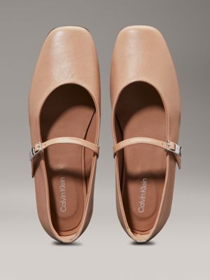 praline leather mary jane ballerinas for women calvin klein