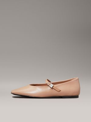 praline leather mary jane ballerinas for women calvin klein