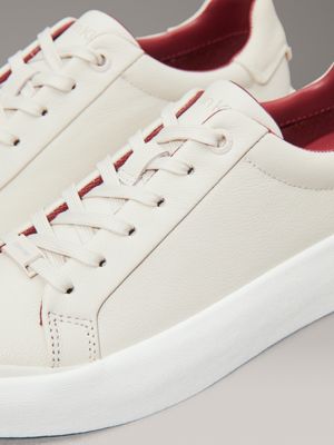 dk ecru/turtle dove leather trainers for women calvin klein