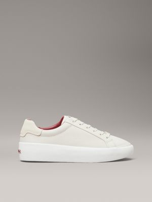 beige leather trainers for women calvin klein