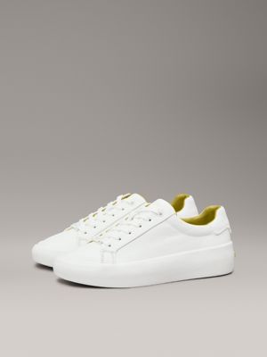 bright white leather trainers for women calvin klein