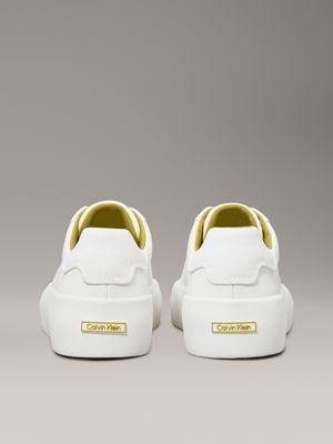 bright white leather trainers for women calvin klein