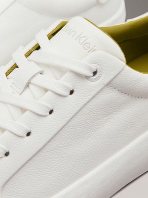 bright white leather trainers for women calvin klein