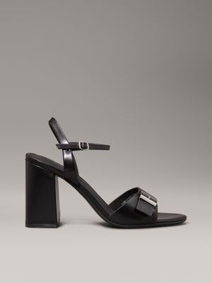 black leather heeled sandals for women calvin klein