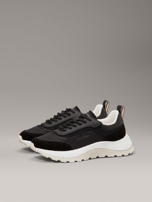 ck black / turtledove leather trainers for women calvin klein