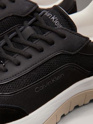 ck black / turtledove leather trainers for women calvin klein