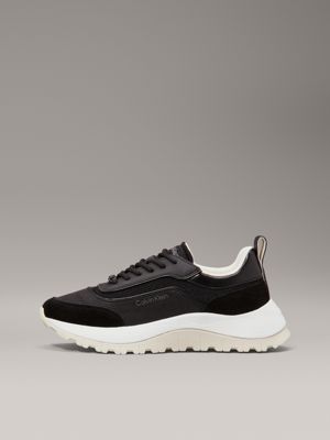 ck black / turtledove leather trainers for women calvin klein