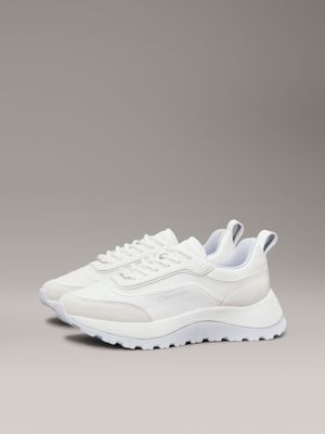 bright white/artic ice leather trainers for women calvin klein