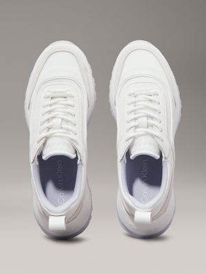 bright white/artic ice leather trainers for women calvin klein