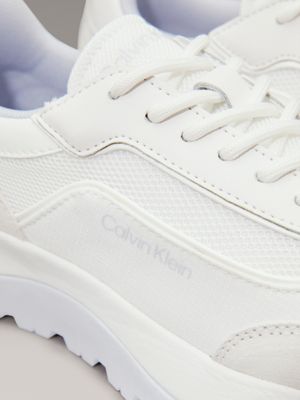 bright white/artic ice leather trainers for women calvin klein