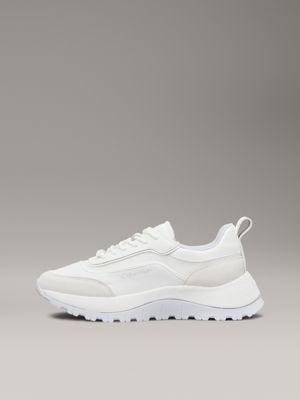 bright white/artic ice leather trainers for women calvin klein