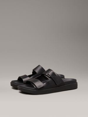 ck black leather sandals for women calvin klein