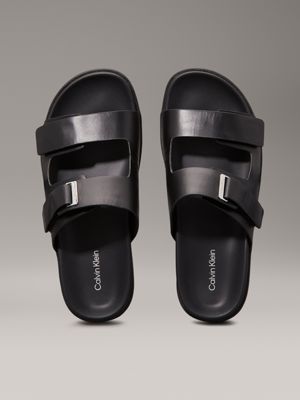 ck black leren sandalen voor dames - calvin klein