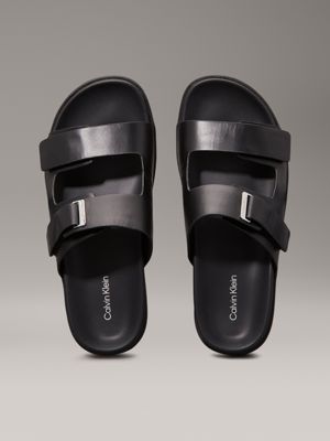 ck black leather sandals for women calvin klein