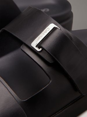 ck black leren sandalen voor dames - calvin klein