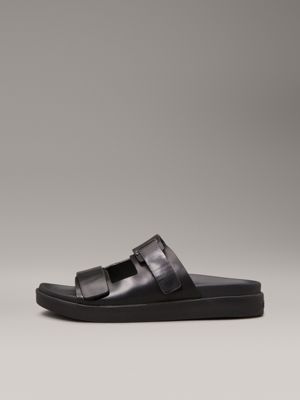 ck black leather sandals for women calvin klein