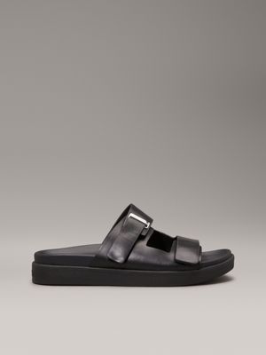 black leather sandals for women calvin klein