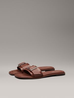 chocolate lab leather sliders for women calvin klein