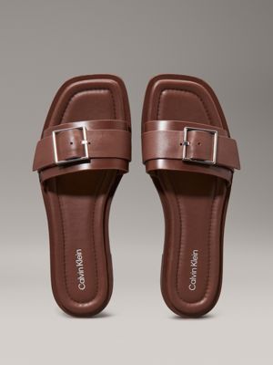 chocolate lab leather sliders for women calvin klein