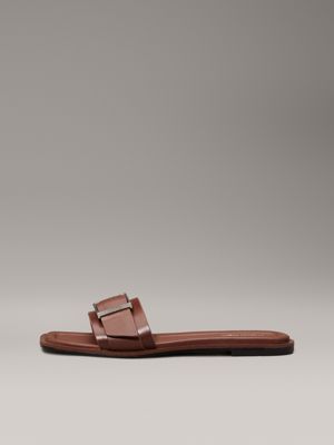 chocolate lab leather sliders for women calvin klein