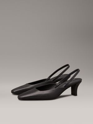 ck black leather slingback mule pumps for women calvin klein