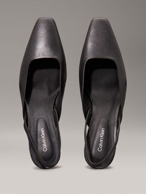 ck black leather slingback mule pumps for women calvin klein