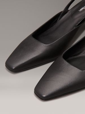 ck black leather slingback mule pumps for women calvin klein