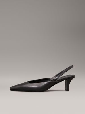 ck black leather slingback mule pumps for women calvin klein