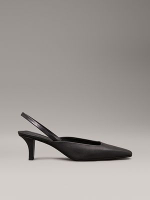 black leather slingback mule pumps for women calvin klein