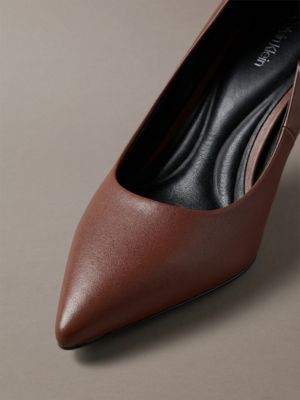 cherry cola leather stiletto pumps for women calvin klein
