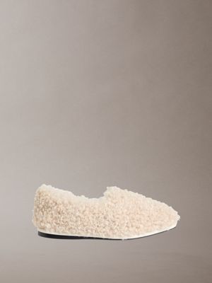pantofole a ballerina con punta quadrata in sherpa  da donne calvin klein