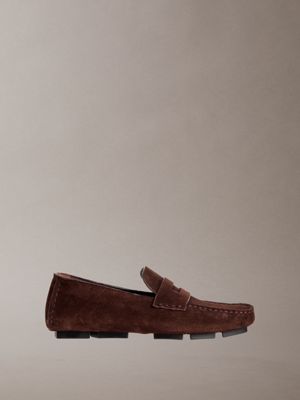 brown leather moccasin driving shoes for women calvin klein