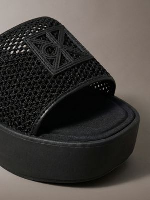 triple black amelia - mesh platform sliders for women calvin klein