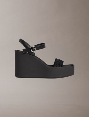 black melia - plateausandalen met logo en sleehak voor dames - calvin klein