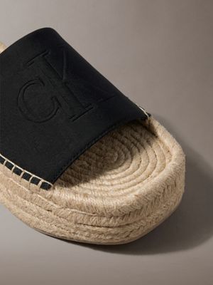 ck black ebeth - platform espadrille sliders for women calvin klein