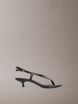 black lina - sandalen mit kitten-heel-absatz aus leder für damen - calvin klein