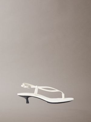 white lina - sandalen mit kitten-heel-absatz aus leder für damen - calvin klein
