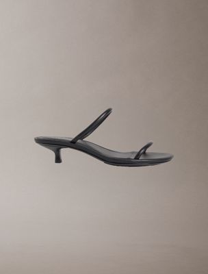 black lina - sandalen mit kitten-heel-absatz aus leder für damen - calvin klein