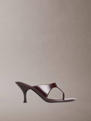 elisa - sandalias de tacón kitten piel brown de mujeres calvin klein