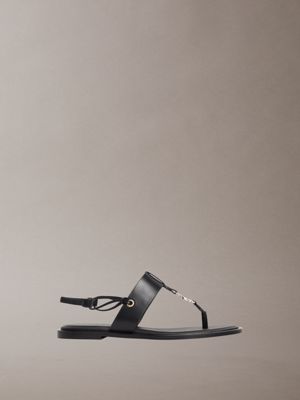 black filomena - slingback-sandalen aus leder für damen - calvin klein